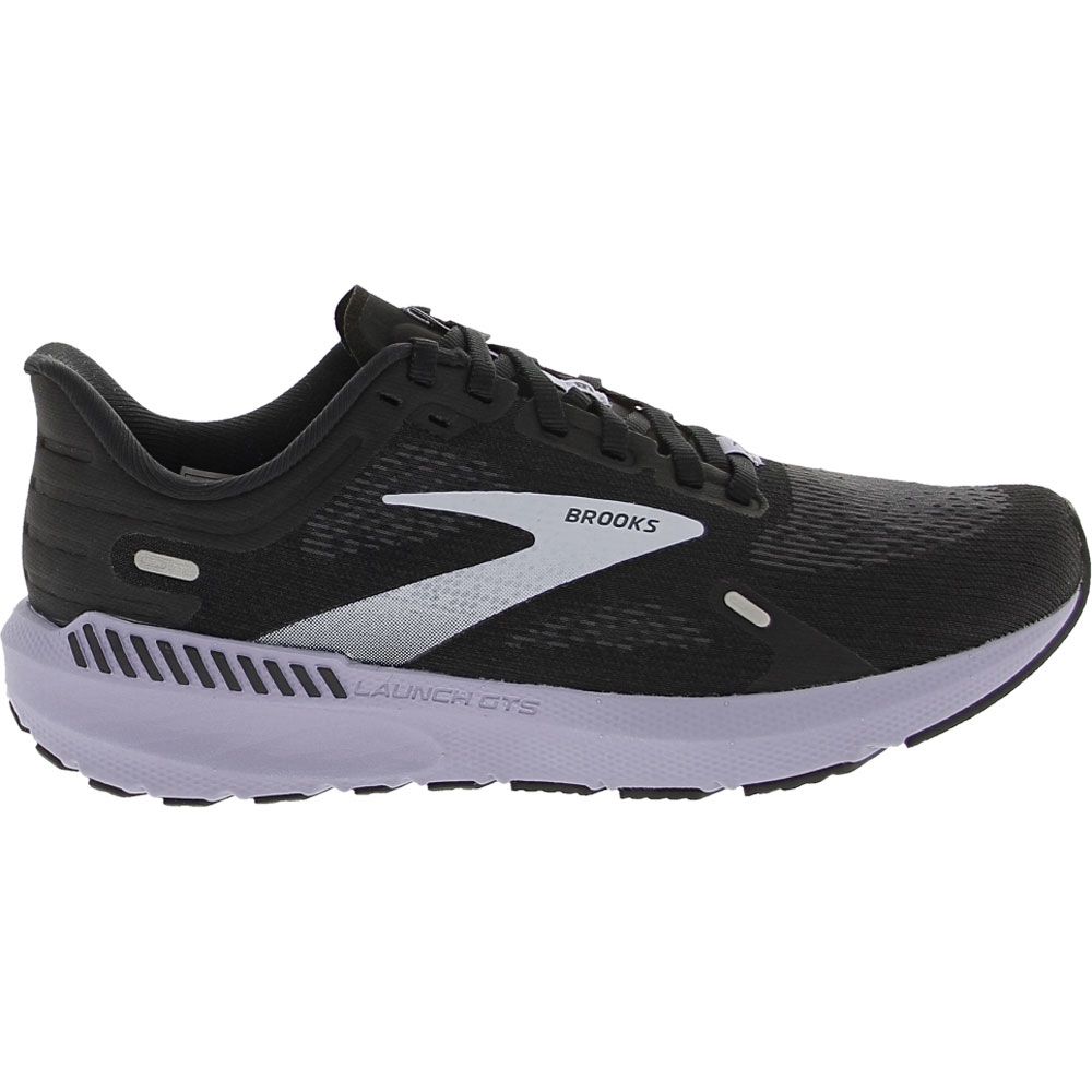 Brooks Launch GTS 9 Running Shoes - Womens Black Ebony Purple Side View