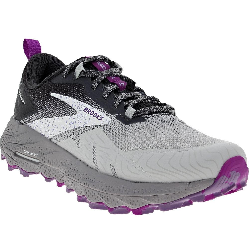 Brooks Cascadia 17 Trail Running Shoes - Womens Oyster Blackened Pearl Purple