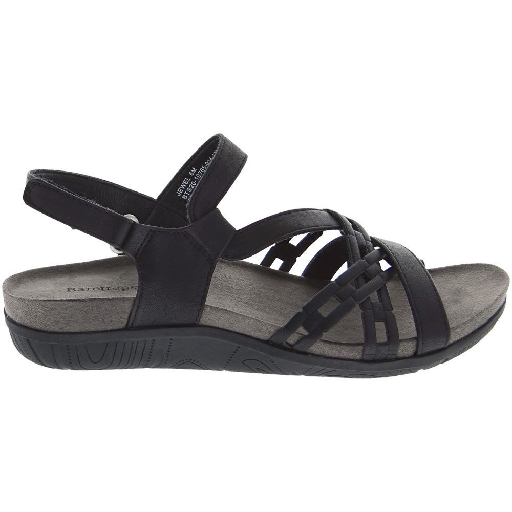 BareTraps Jewel Ankle Strap Sandal - Womens Black Dark Grey Side View