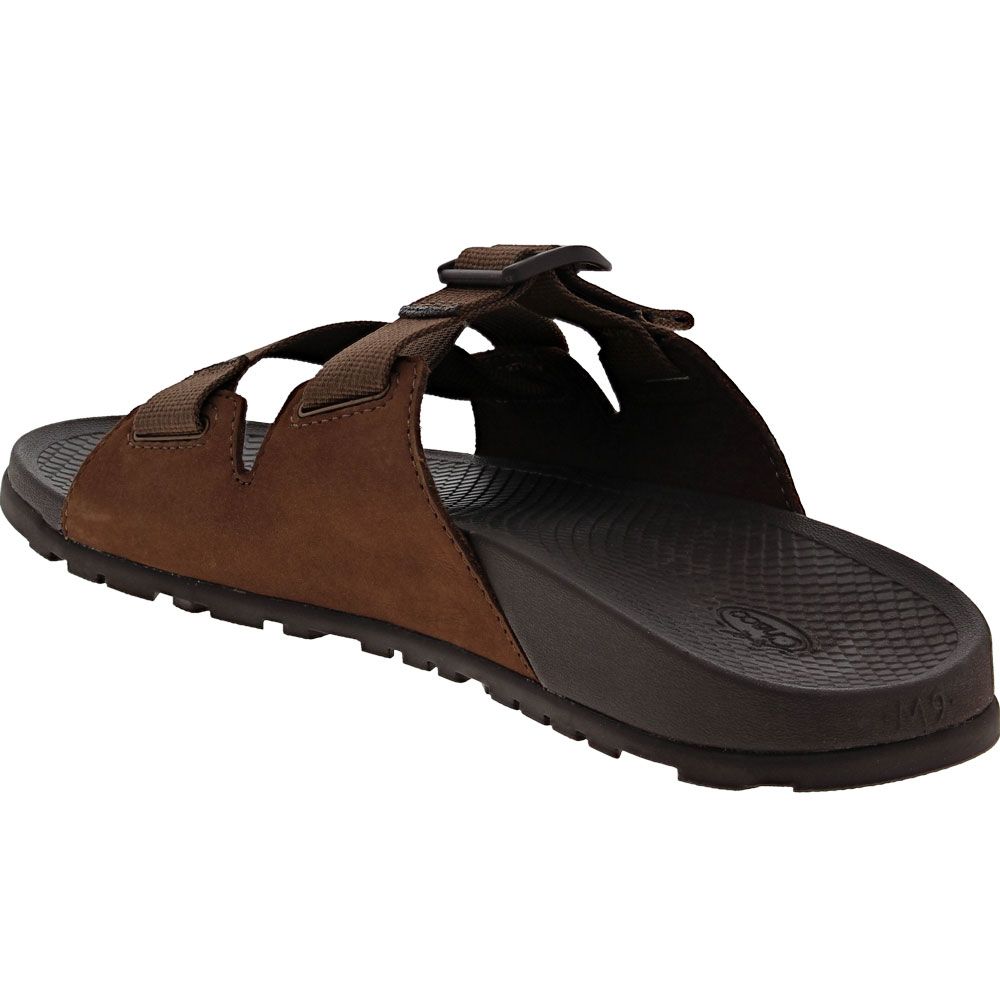 Chaco Lowdown Leather Slide Sandals - Mens Brown Back View