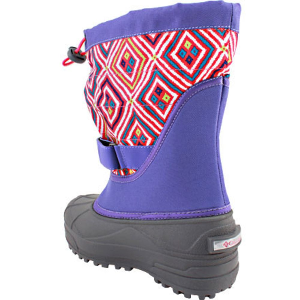 Columbia Powderbug Plus2 Print Winter Boots - Boys | Girls Purple Pink Multi Back View