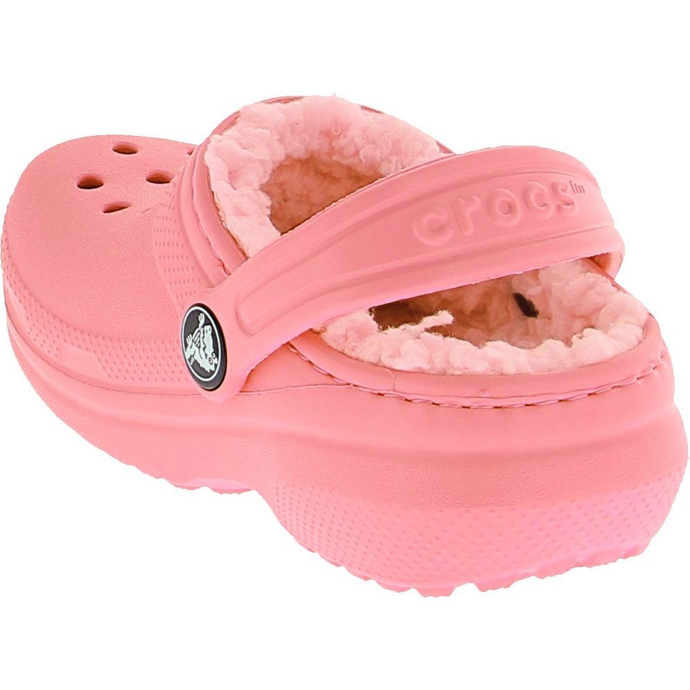 Crocs Classic Lined Clog Kids Sandals Pink Lemonade Back View