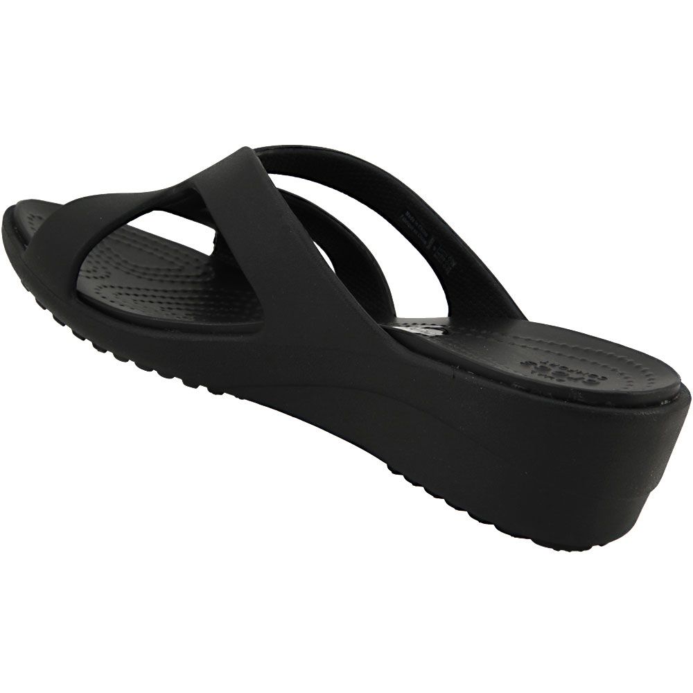 Crocs Sanrah Strappy Wedge Slide Sandals - Womens Black Back View