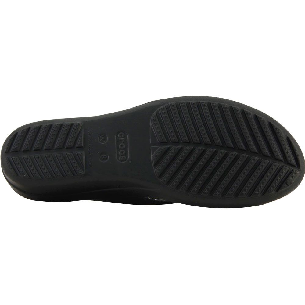 Crocs Sanrah Strappy Wedge Slide Sandals - Womens Black Sole View