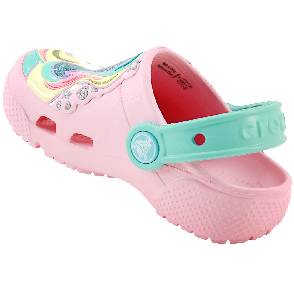 Crocs Unicorn Funlab Clog Water Sandals - Girls Pink Mint Back View