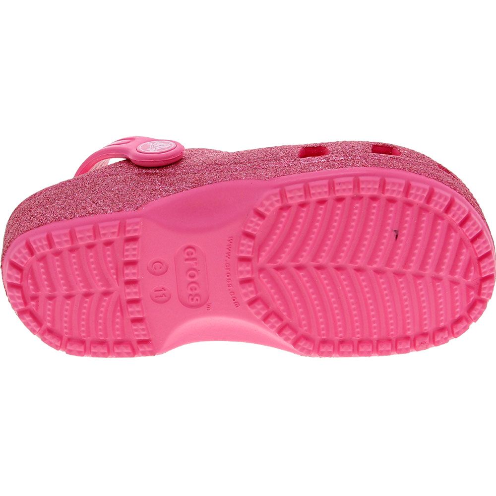 Crocs Classic Glitter Water Sandals - Girls Pink Sole View