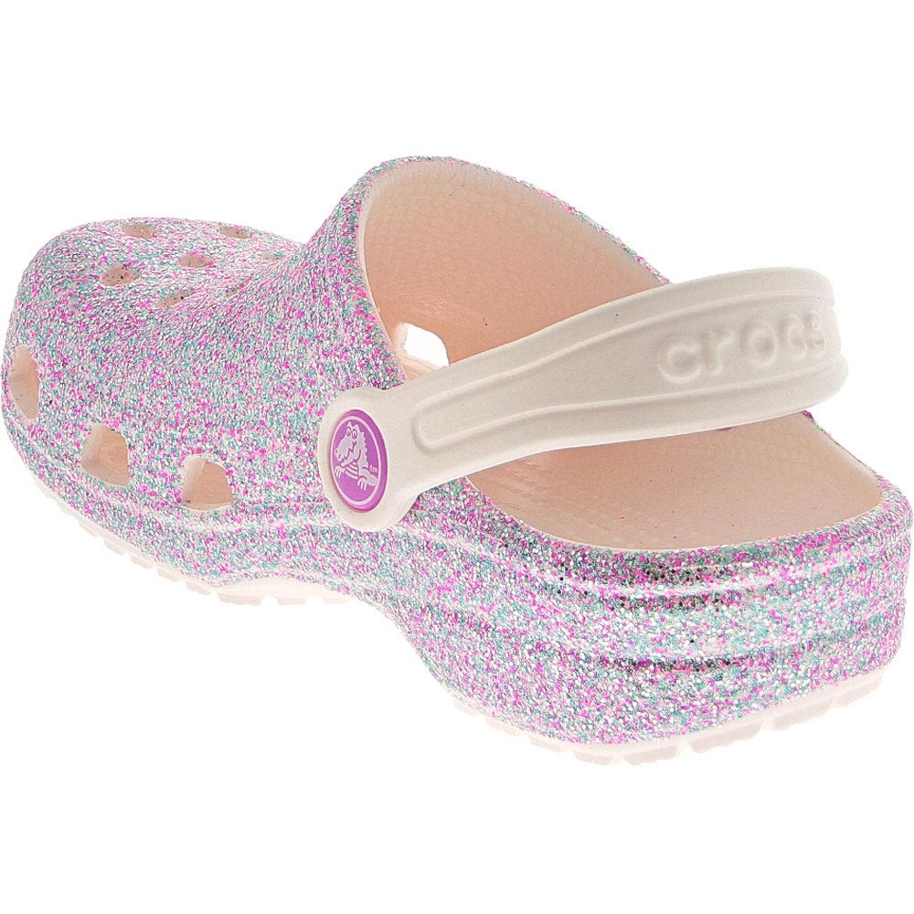 Crocs Classic Glitter Water Sandals - Girls Oyster Glitter Back View