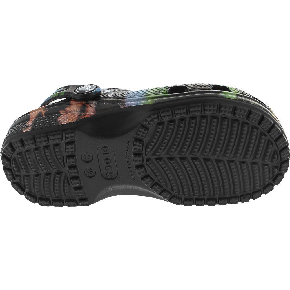 Crocs Classic Tie Dye Graphic Water Sandals - Girls Black Sole View