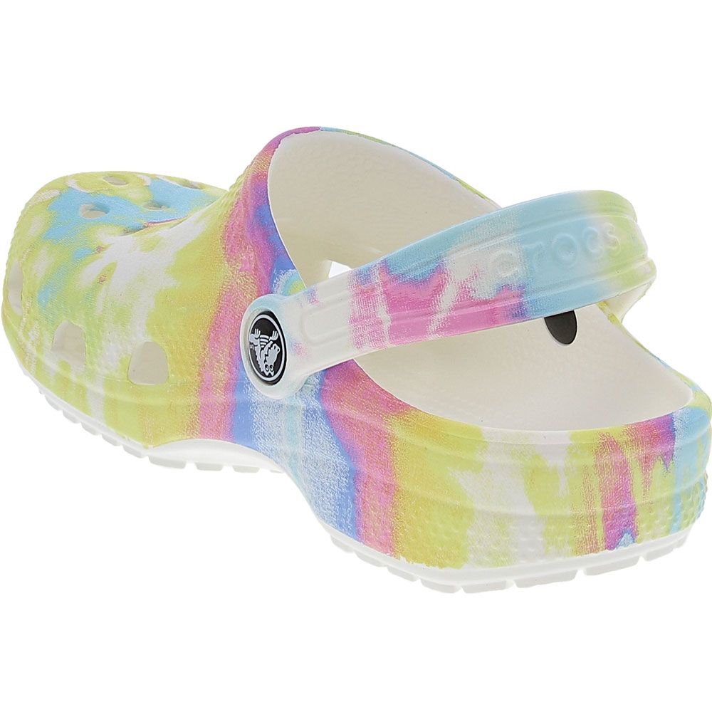Crocs Classic Tie Dye Graphic Water Sandals - Girls White Multi Back View