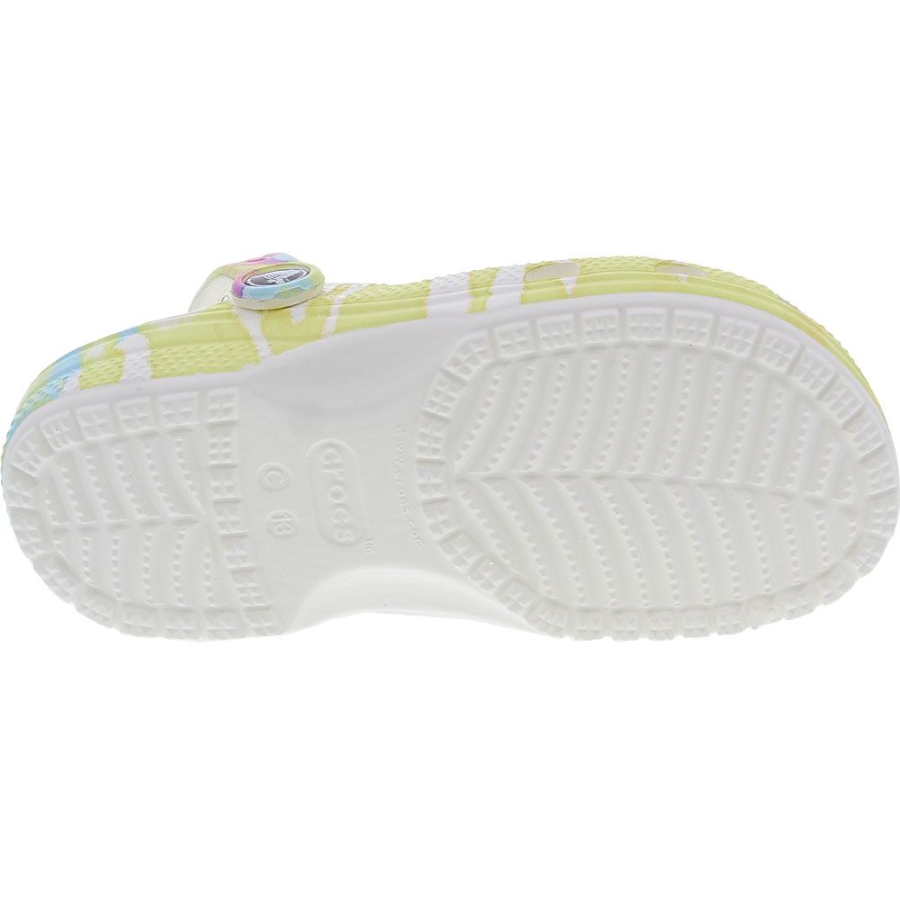 Crocs Classic Tie Dye Graphic Water Sandals - Girls White Multi Sole View