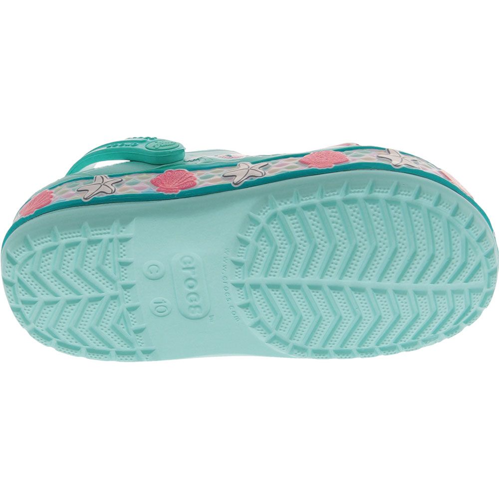 Crocs Fun Lab Mermaid Water Sandals - Girls Ice Blue Sole View