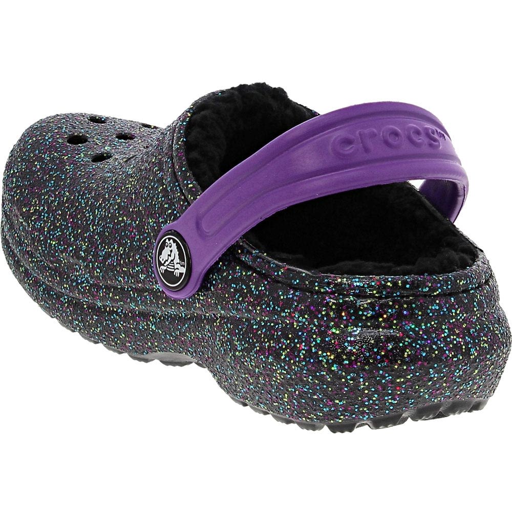 Crocs Classic Glitter Lined Clogs - Girls Starry Skies Back View