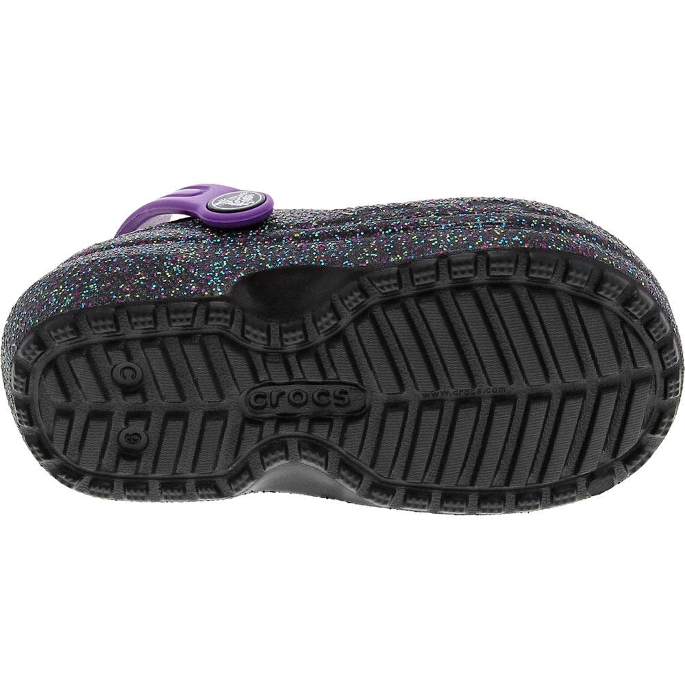 Crocs Classic Glitter Lined Clogs - Girls Starry Skies Sole View