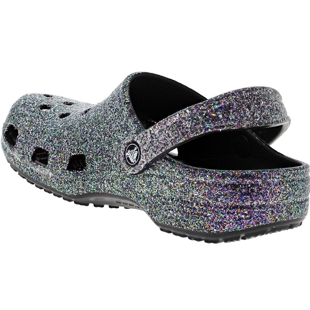 Crocs Classic Glitter Water Sandals - Mens Black Purple Multi Back View