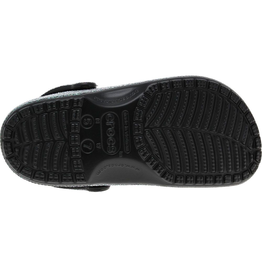 Crocs Classic Glitter Water Sandals - Mens Black Purple Multi Sole View