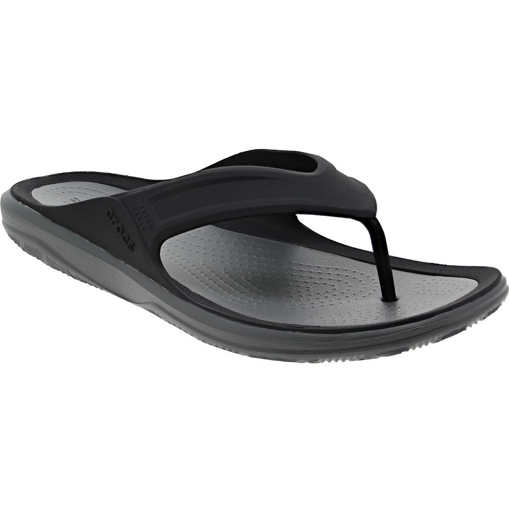 Crocs Swiftwater Wave Flip Flop Sandals - Mens Black Grey