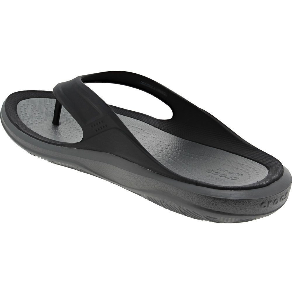 Crocs Swiftwater Wave Flip Flop Sandals - Mens Black Grey Back View