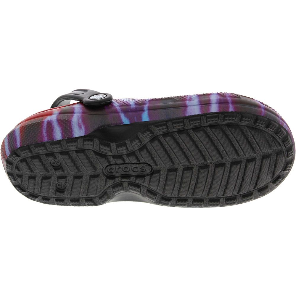 Crocs Classic Lined Tie Dye Water Sandals - Mens Black Multi Sole View