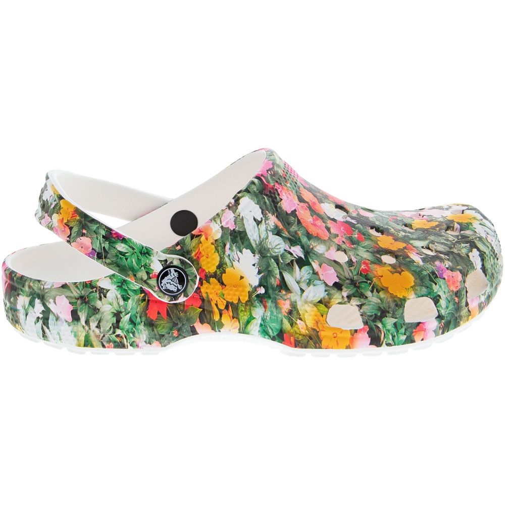 Crocs Classic Printed Floral Water Sandals - Mens White Multi Side View