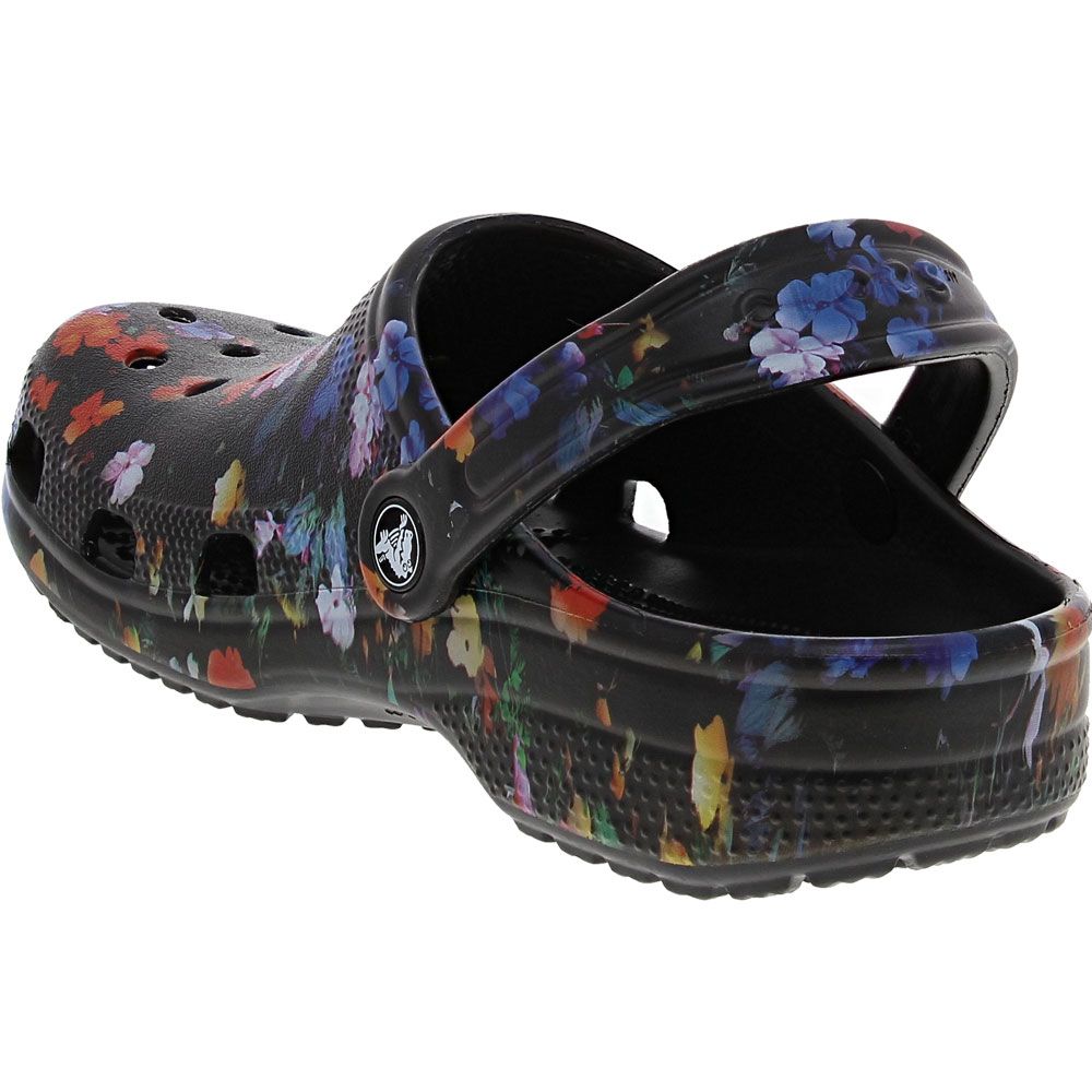 Crocs Classic Printed Floral Water Sandals - Mens Black Multi Back View