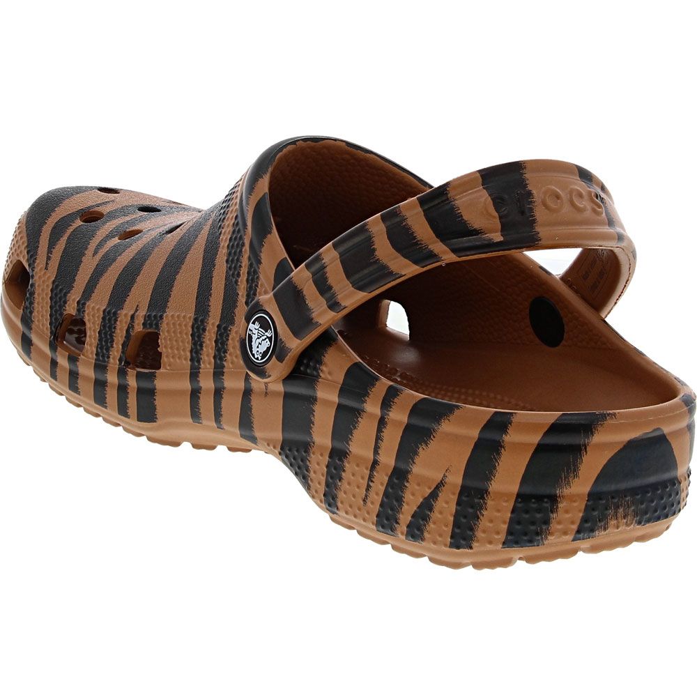 Crocs Classic Animal Clog Water Sandals - Mens Dark Gold Zebra Print Back View