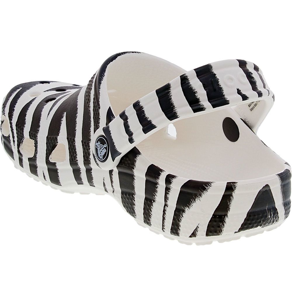 Crocs Classic Animal Clog Water Sandals - Mens White Black Zebra Back View