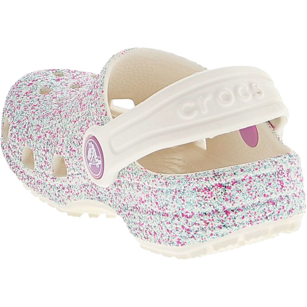 Crocs Classic Glitter Clog Toddler Sandals Oyster Back View