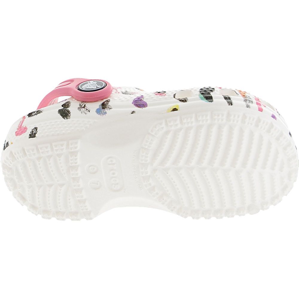 Crocs Classic Heart Print Water Sandals - Girls White Sole View