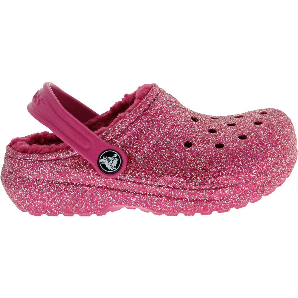 Crocs Classic Lined Glitter K Water Sandals - Girls Fuchsia Fun Side View