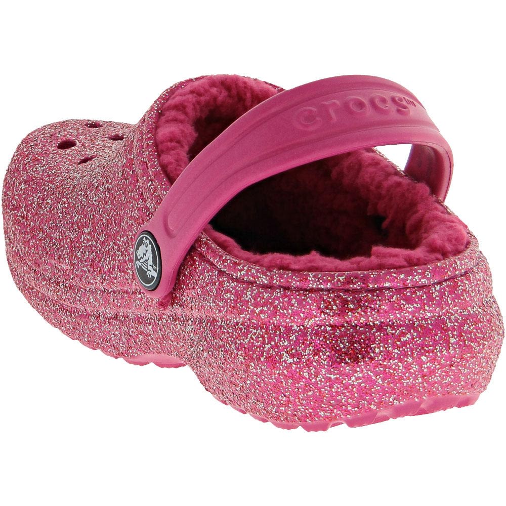 Crocs Classic Lined Glitter K Water Sandals - Girls Fuchsia Fun Back View