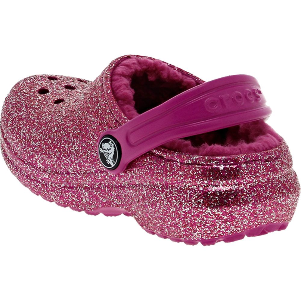 Crocs Classic Lined Glitter T Sandals - Baby Toddler Fuchsia Fun Back View