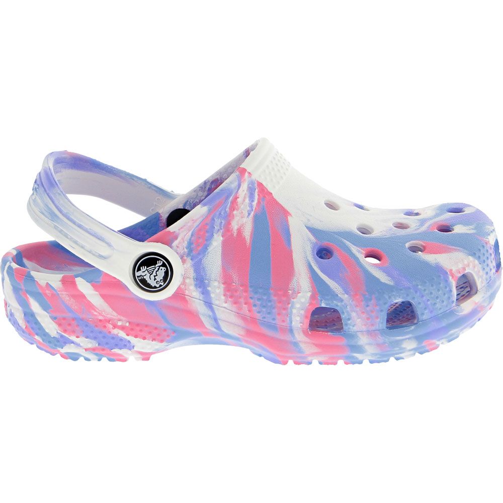 Crocs Classic Marbled Clog 2 Kids Water Sandals White Pink Side View