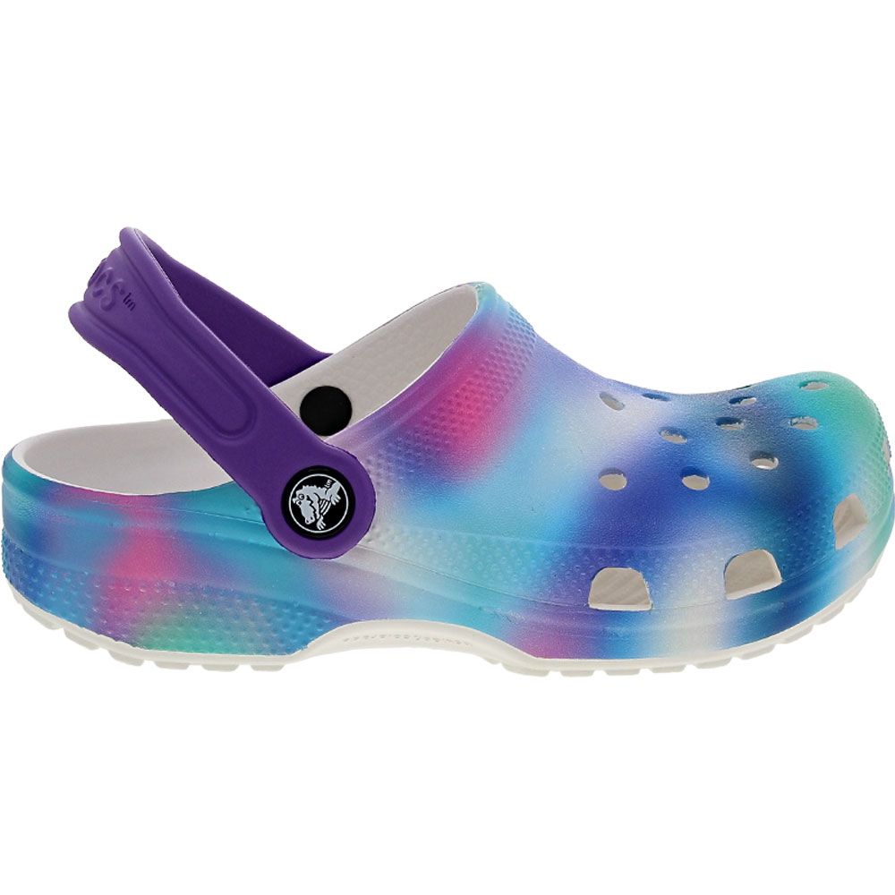 Crocs Classic Solarized Youth Water Clogs Sandals White Multi Side View