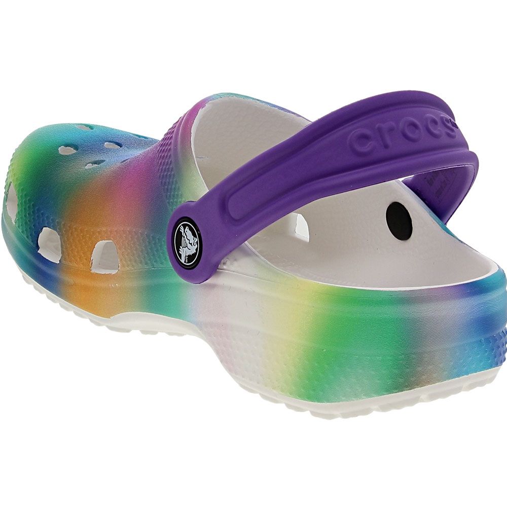 Crocs Classic Solarized Youth Water Clogs Sandals White Multi Back View
