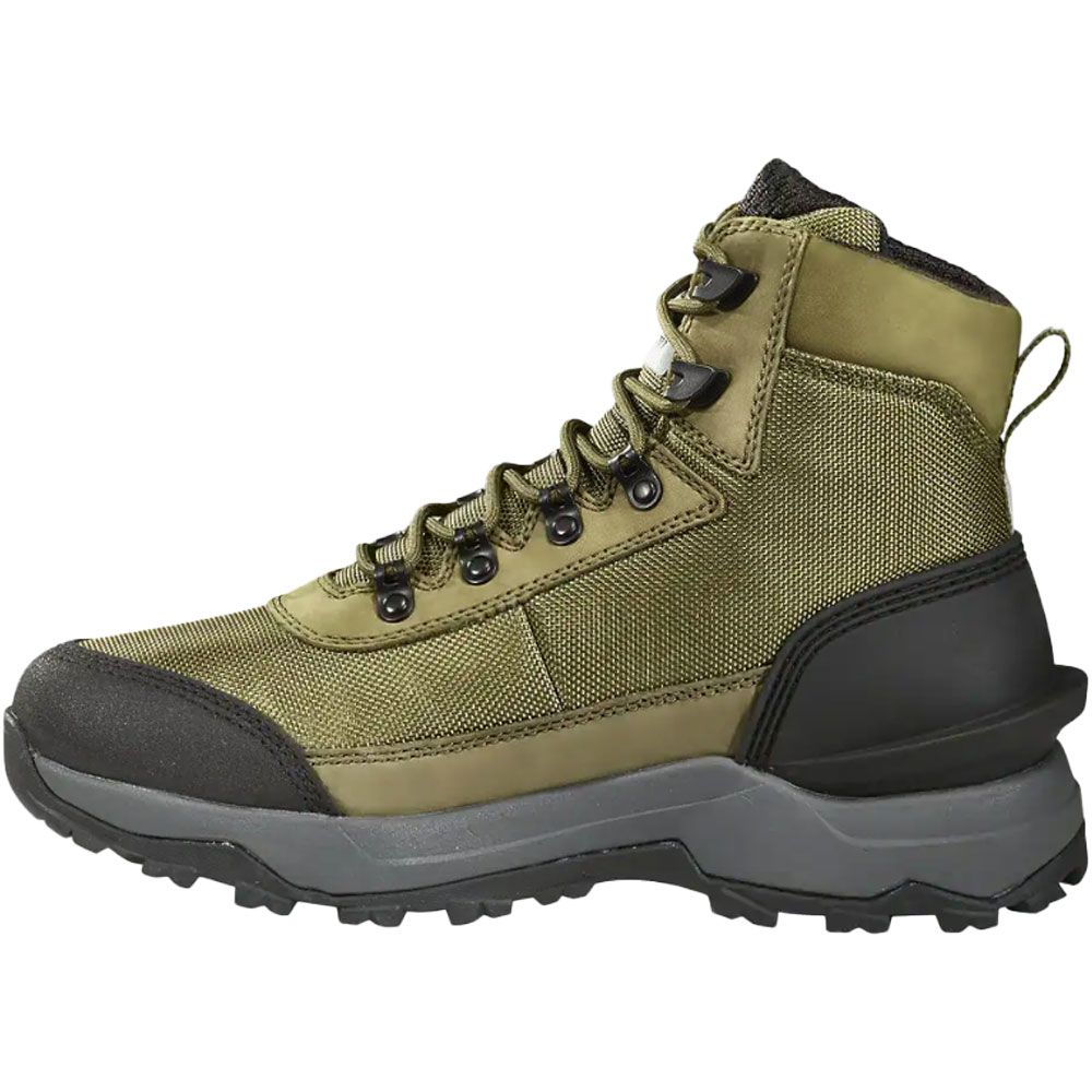 Carhartt Outdoor Hiker FP5071M Mens WP Non-Safety Toe Work Boots Olive Nubuc  Hi Abrasion Fabric Back View