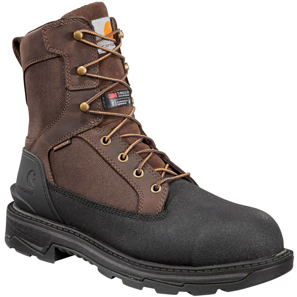Carhartt Ironwood FT8509 8" WP AT Safety Toe Work Boots - Mens Dark Brown Side View