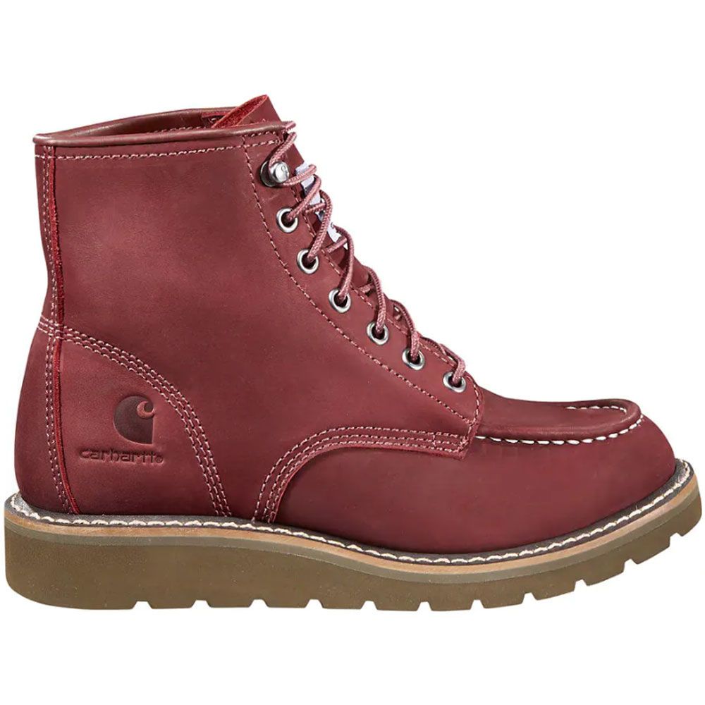 Carhartt Fw6023 6" Wedge Non-Safety Toe Work Boots - Womens Burgundy Nubuck