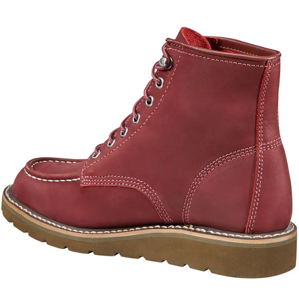 Carhartt Fw6023 6" Wedge Non-Safety Toe Work Boots - Womens Burgundy Nubuck Back View