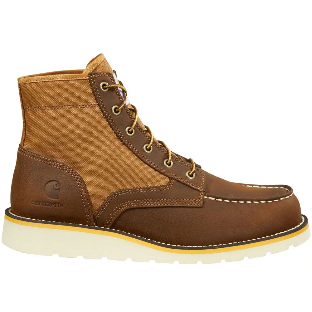 Carhartt Fw6035 Non-Safety Toe Work Boots - Mens Brown Leather & Tan Duck Side View