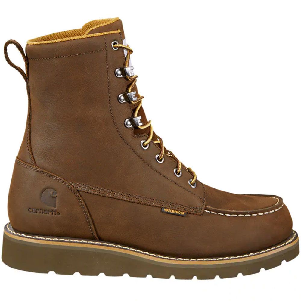 Carhartt Fw8093 Non-Safety Toe Work Boots - Mens Chocolate Brown Oil Tanned Side View