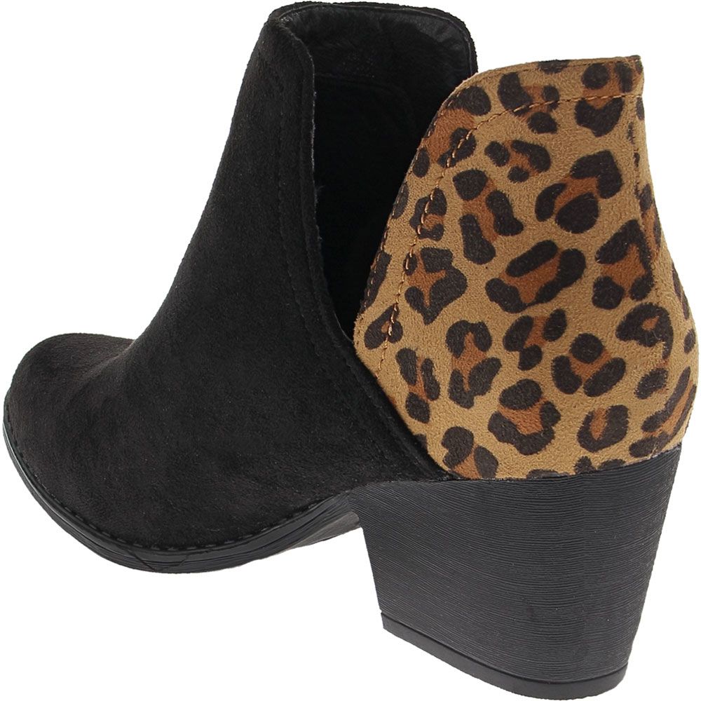 Corkys Kippi Ankle Boots - Womens Black Leopard Back View