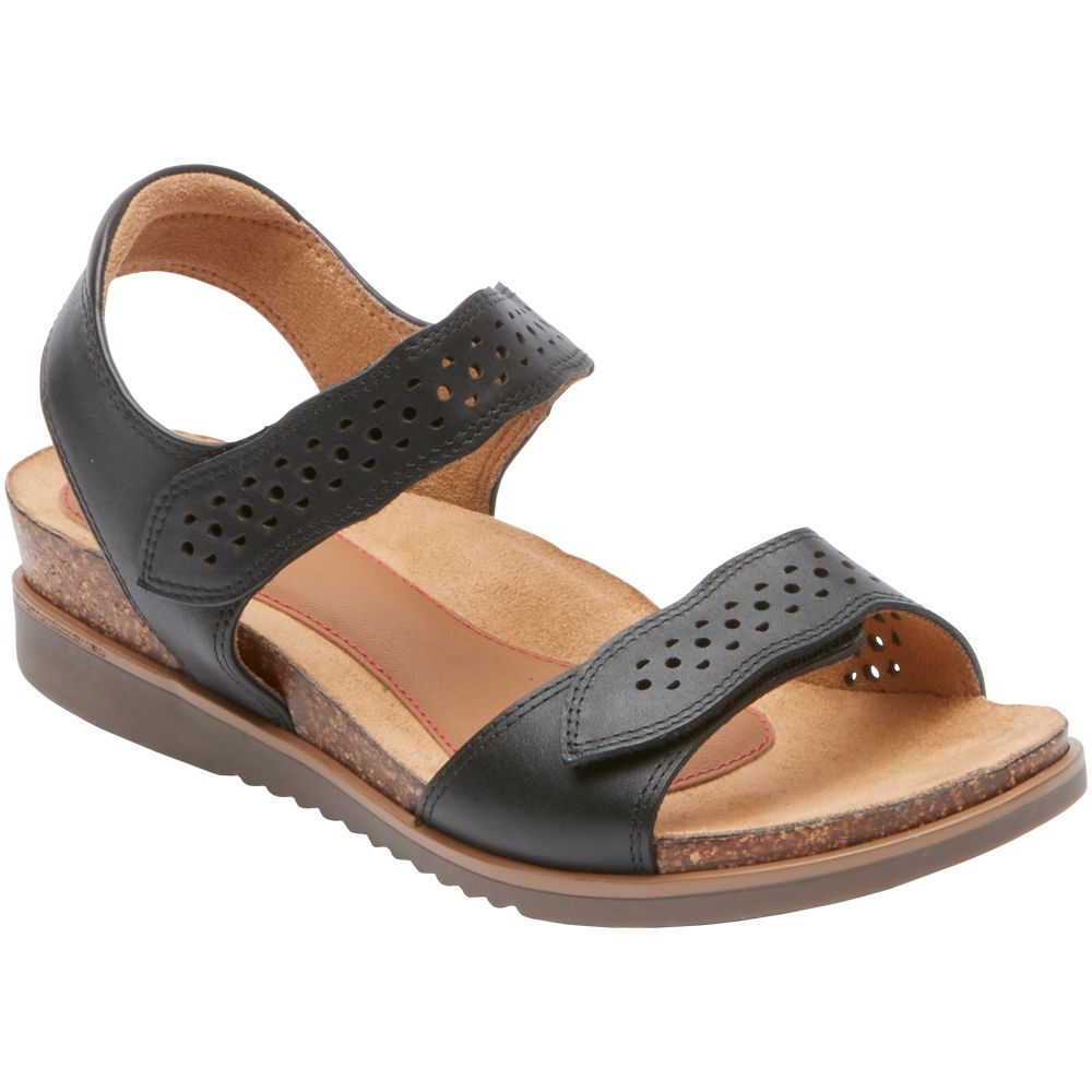 Cobb Hill May Wave Strap Sandals - Womens Black