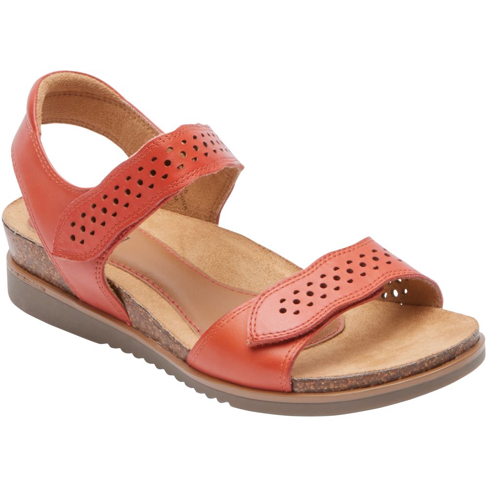 Cobb Hill May Wave Strap Sandals - Womens Orange Red
