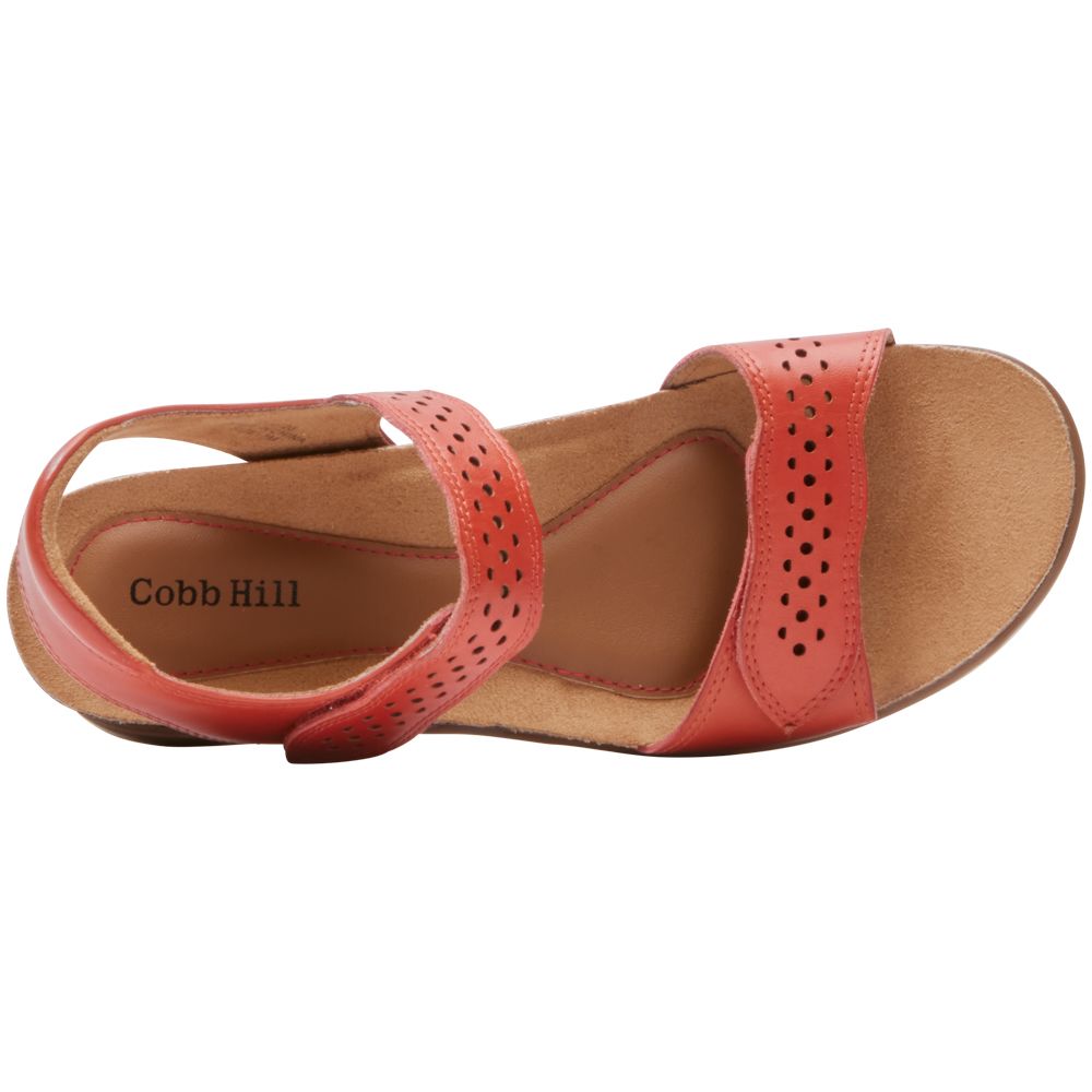 Cobb Hill May Wave Strap Sandals - Womens Orange Red Back View