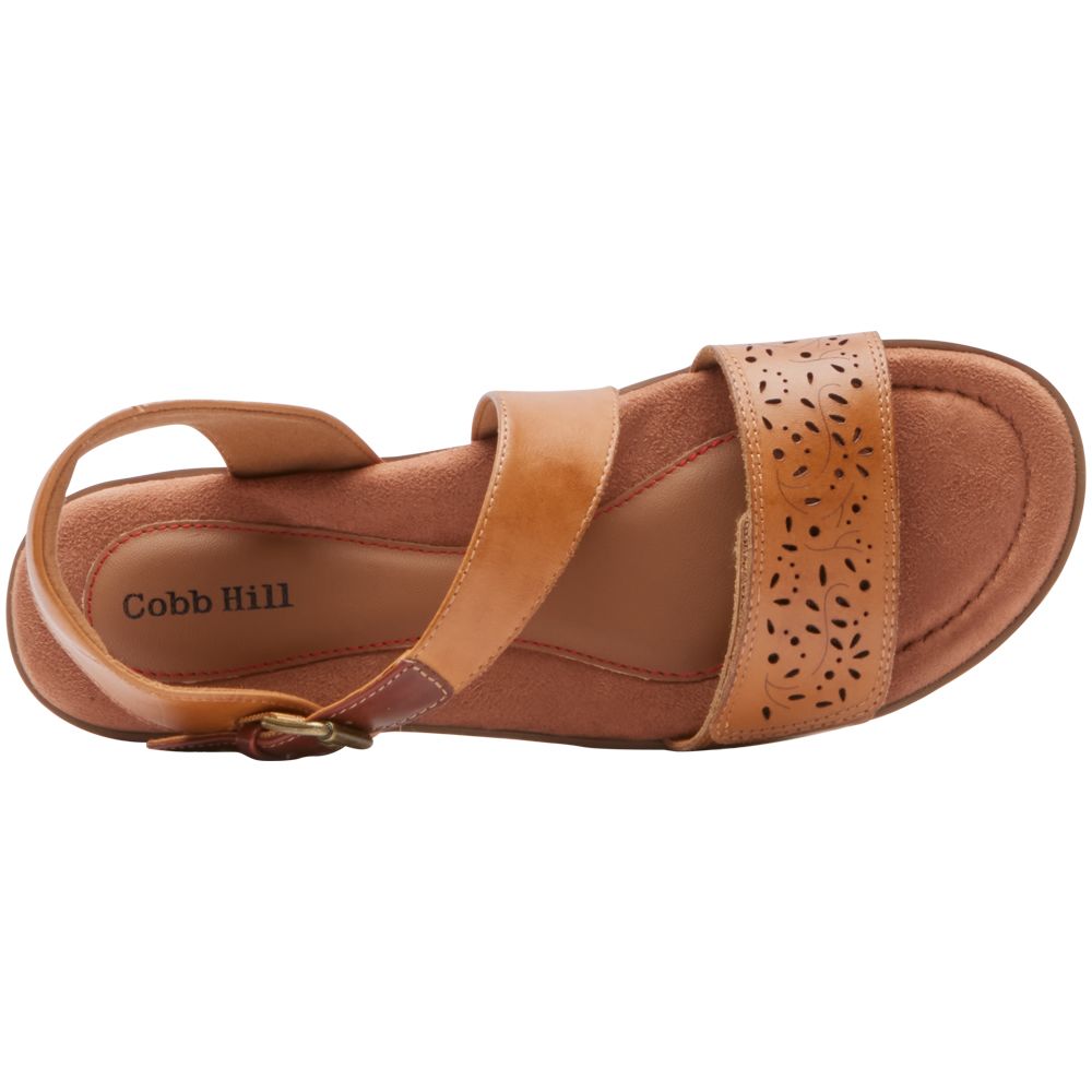 Cobb Hill Zion 2 Piece Sandals - Womens Amber Leather Back View