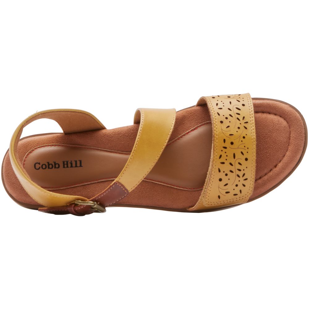 Cobb Hill Zion 2 Piece Sandals - Womens Sweet Corn Leather Back View