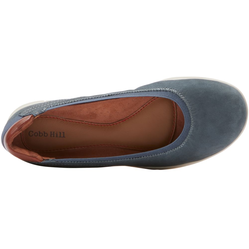 Cobb Hill Lidia Ballet Slip on Casual Shoes - Womens Stone Blue Back View