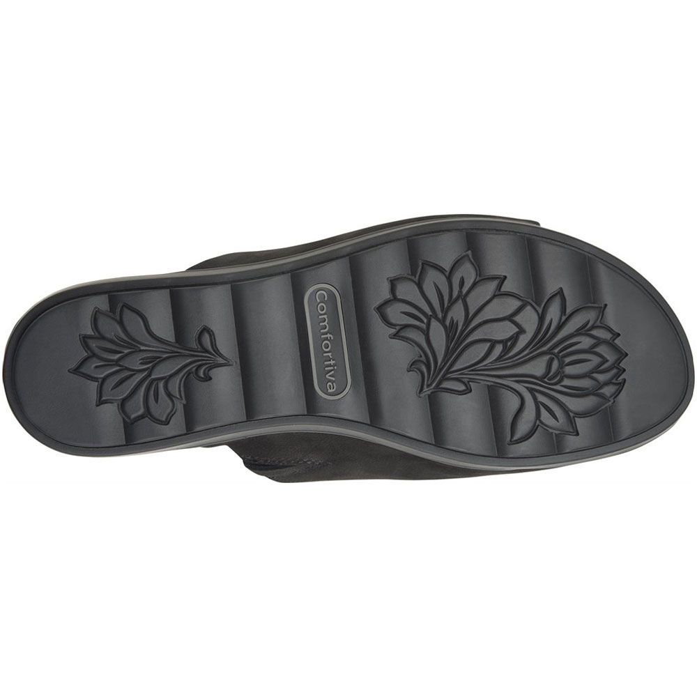 Comfortiva Pax Sandals - Womens Black Nubuck Sole View