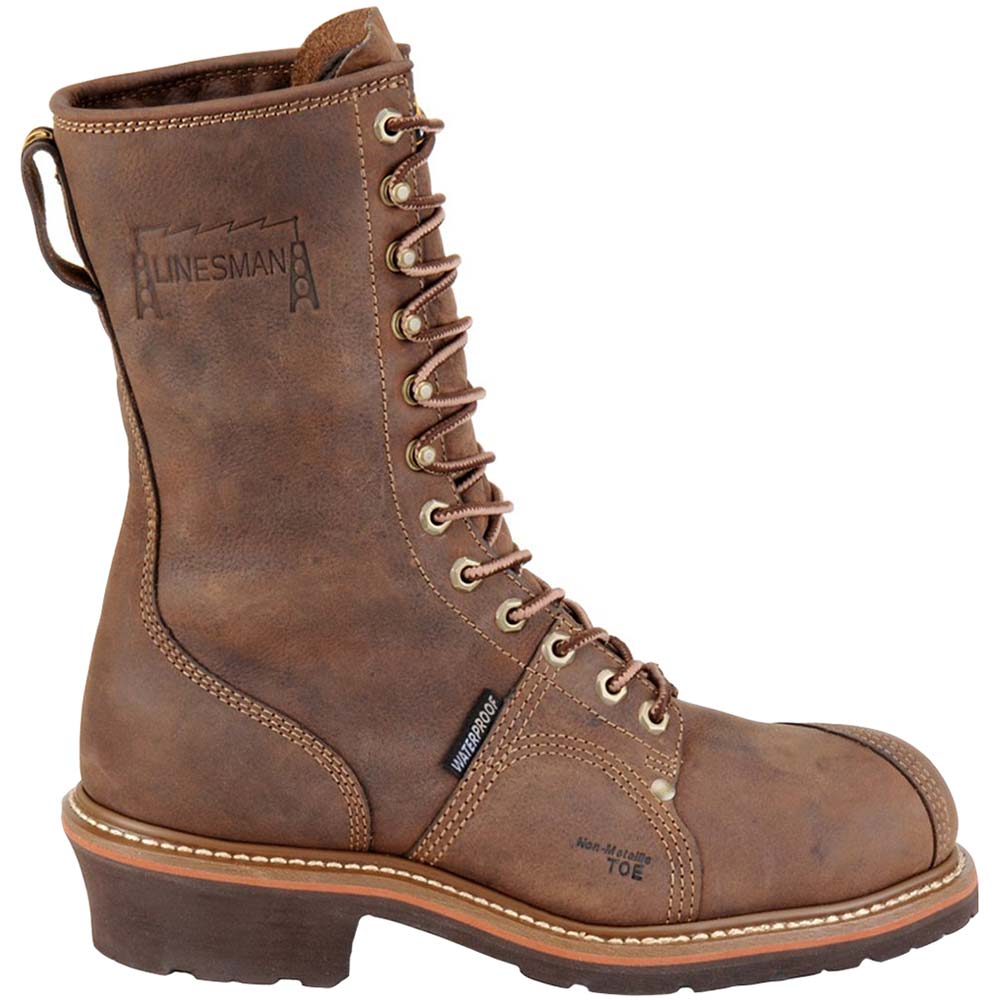 Carolina CA1904 10 In Wp Composite Toe Work Boots - Mens Dark Brown Side View