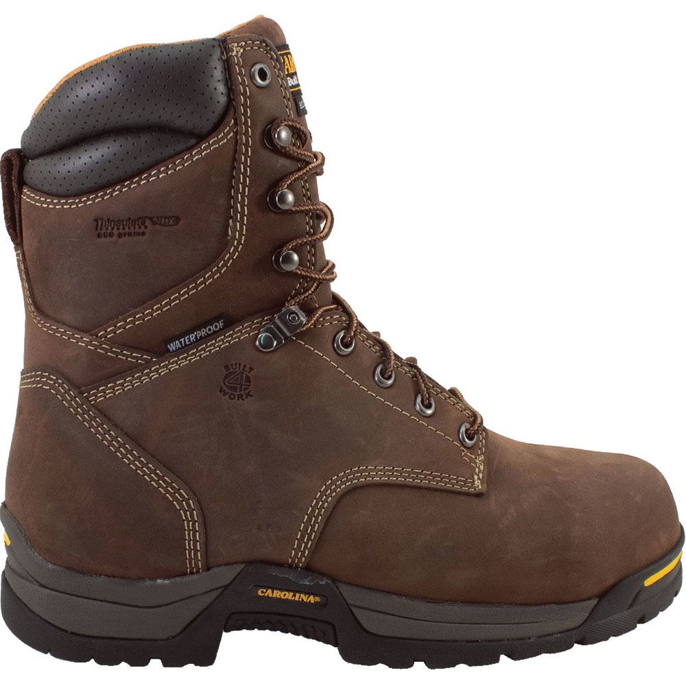 Carolina 8021 Broad Toe Work Boots - Mens Brown Side View